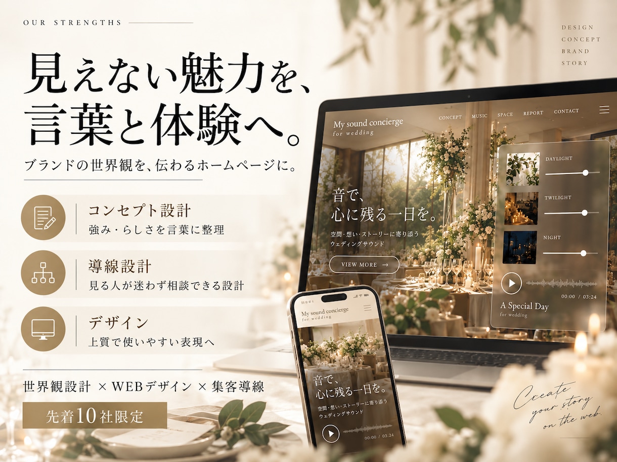 世界観と集客を両立するホームページを制作します 先着10社限定｜コンセプト設計から公開まで伴走 イメージ2