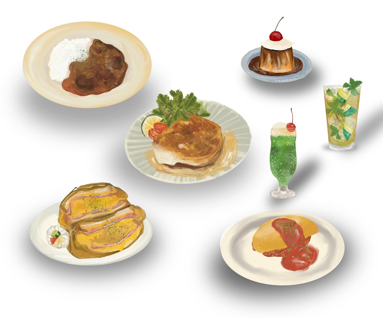 商用可◎料理・食べ物等々のイラスト描きます 自店のメニューや、ステッカー・グッズなど色んな用途は様々！ イメージ4