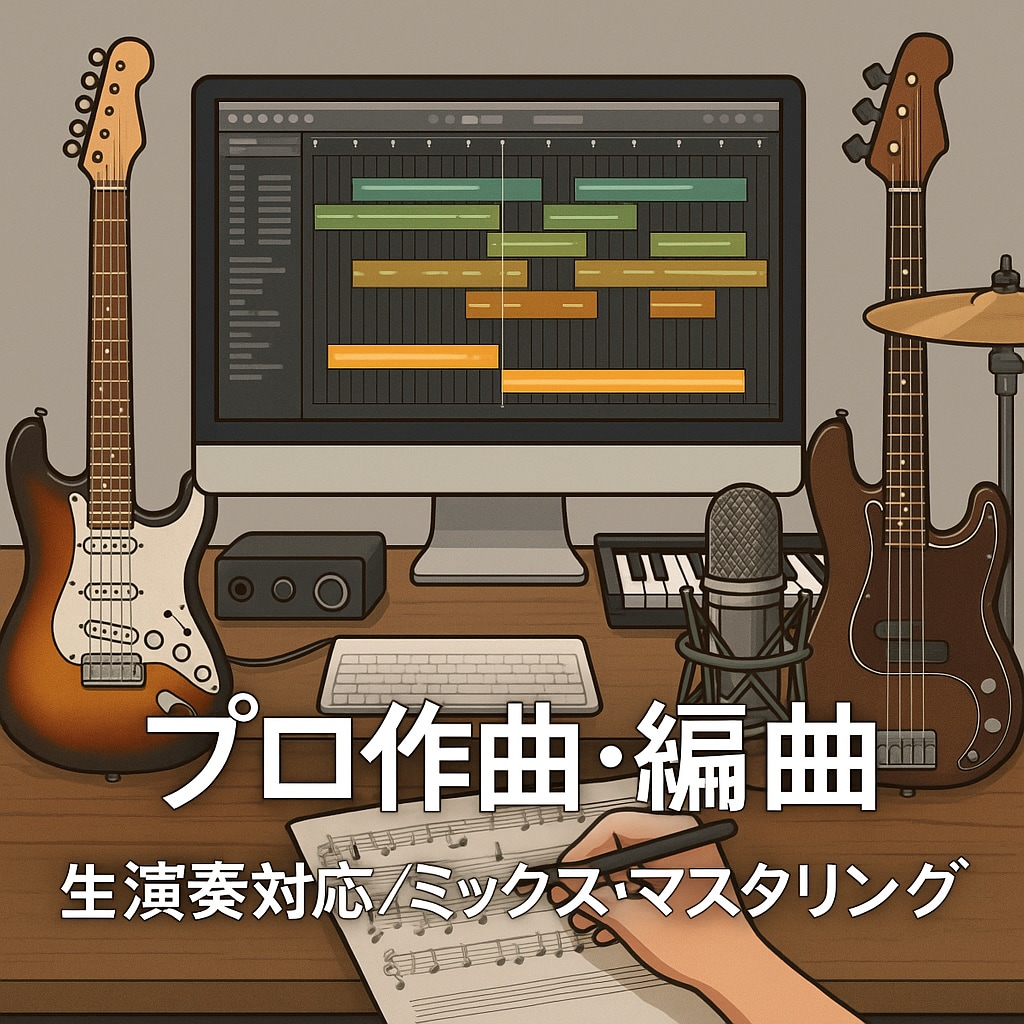 作編曲•演奏•制作（ミックス／マスタリング）します 気づかない細部までこだわり想像を超える音楽を丁寧に制作します イメージ1