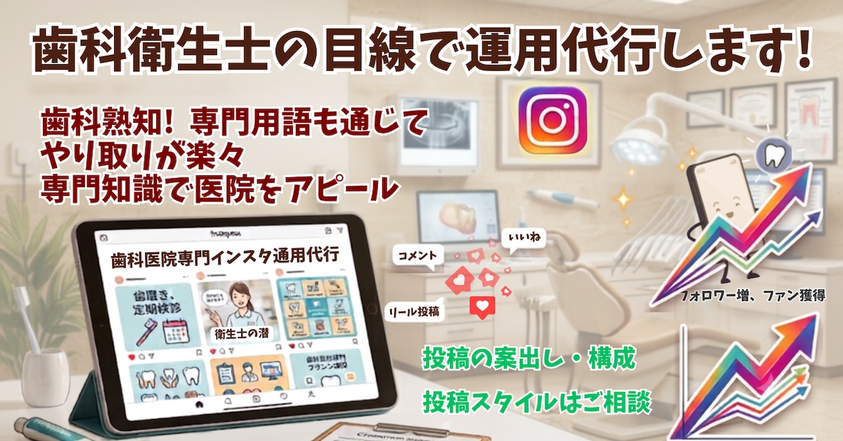 歯科衛生士がInstagram運用代行いたします 歯科医院・介護施設・クリニック様のSNS発信のサポート イメージ1