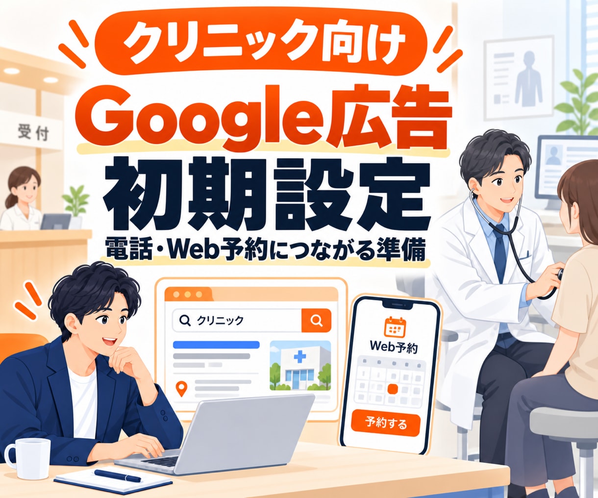 クリニック向けGoogle広告を初期設定します 電話・Web予約につながる検索広告の準備をサポート イメージ1