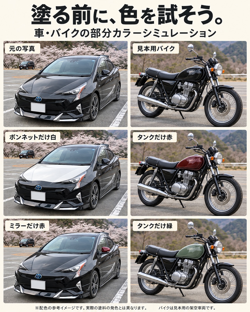 車・バイクの部分塗装イメージを写真で作ります 塗装前にイメージを確認してみよう！ イメージ1