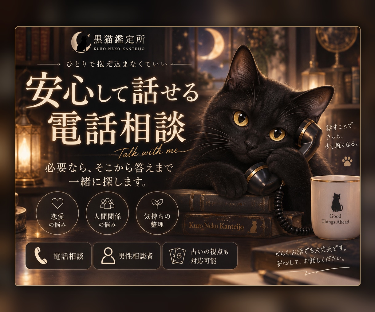 ひとりで抱えた悩み、一緒に整理します 話すことで、少し心が軽くなる時間を イメージ1