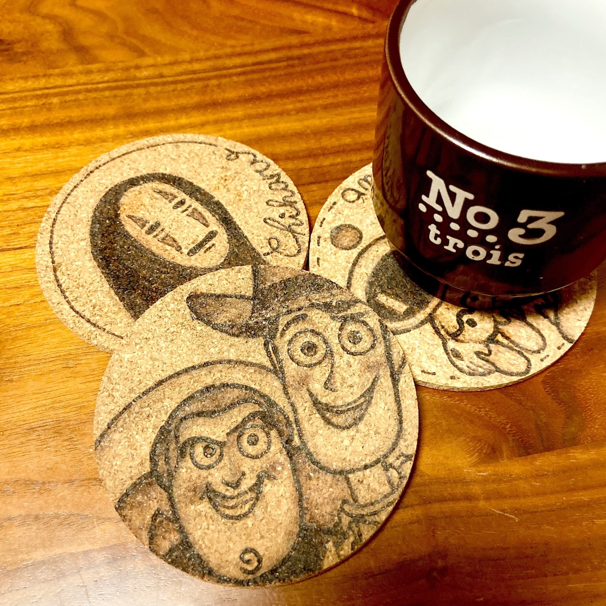 コースター⭐︎焼きペンでイラストなんでも描きます 2枚セットの金額となります⭐︎ イメージ2