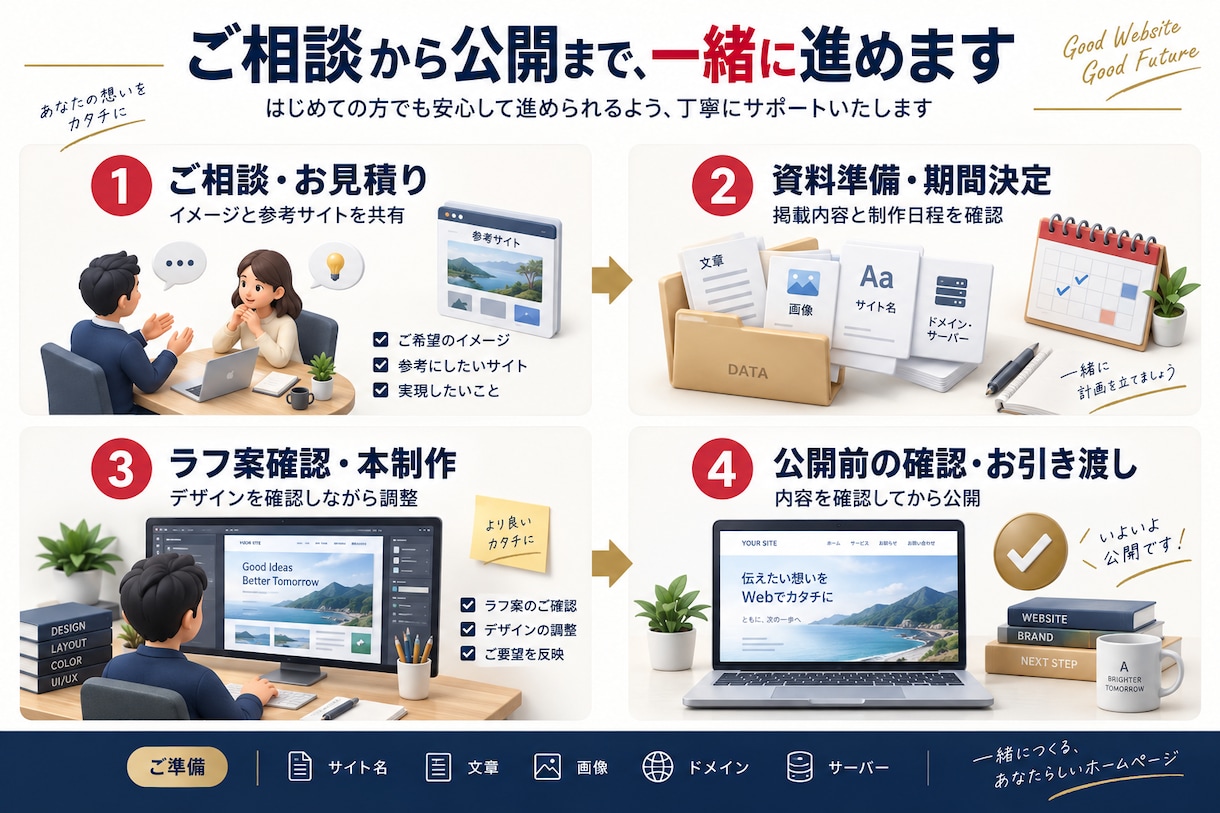 丸投げ&修正無制限で目を惹くホームページ制作します なんでもっと早く頼まなかったんだろうと後悔しないために! イメージ5