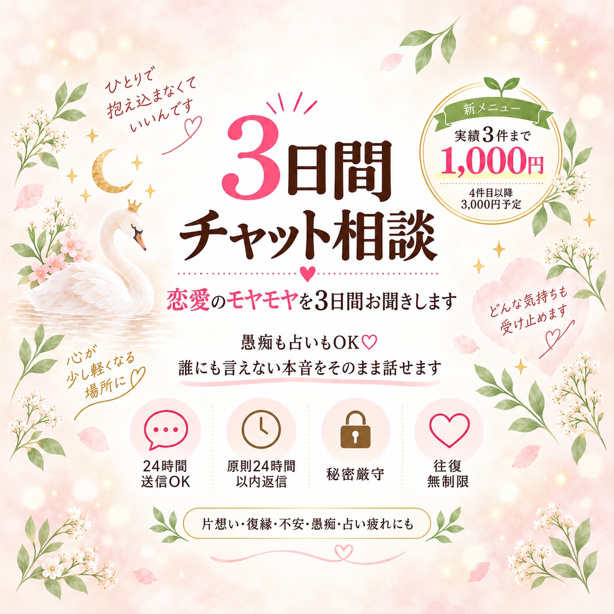 3日間お話を聞きます 愚痴・雑談・お悩みを自分のペースで話せます イメージ1