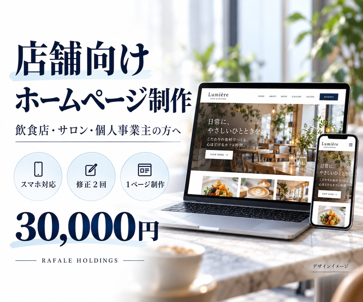 初めての方歓迎！店舗ホームページを短納期で制作ます 30,000円SEO対策込みお急ぎの方もご相談ください イメージ1