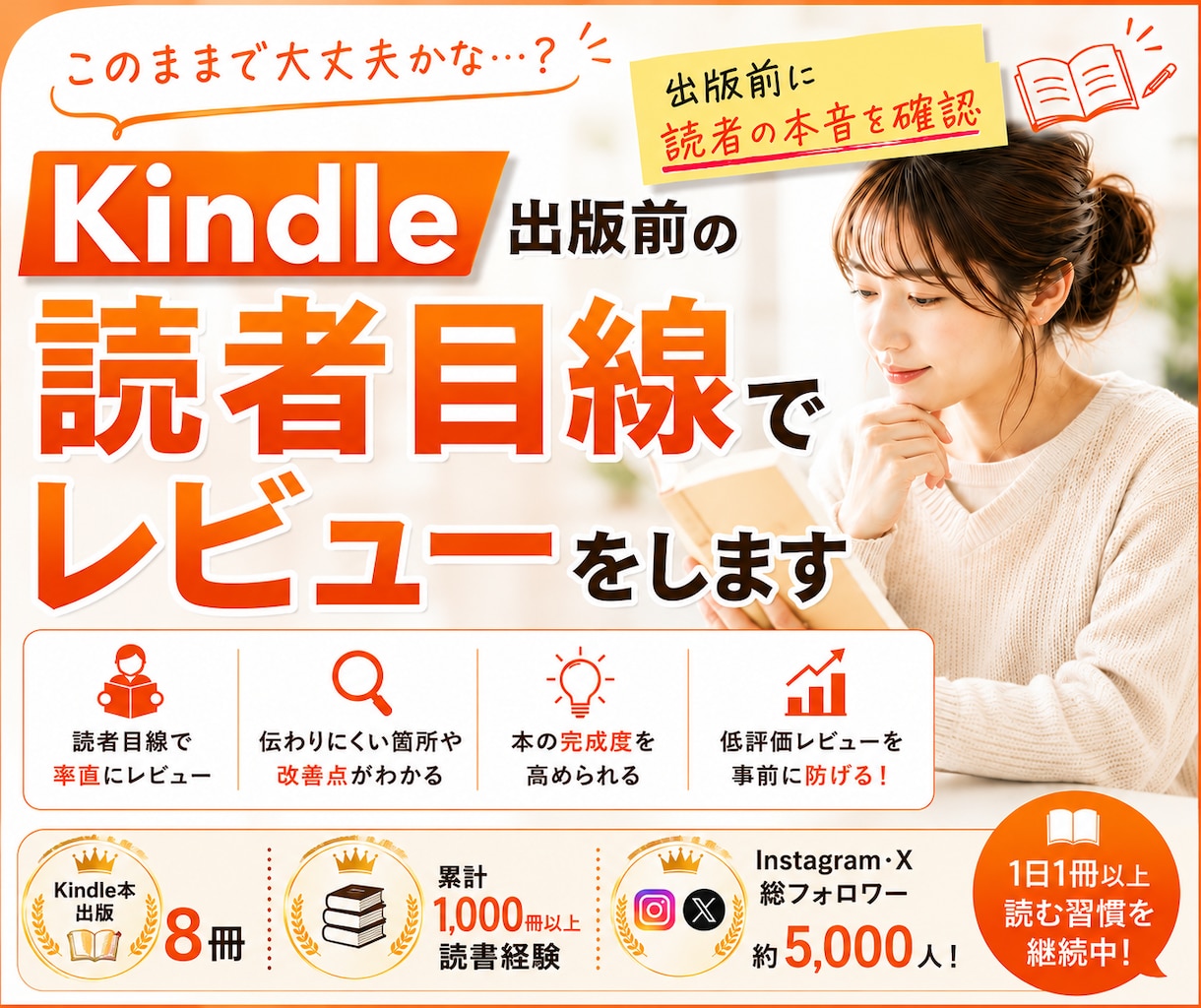 Kindle出版前の読者目線レビューをします 出版前に読者の本音を確認できます！ イメージ1