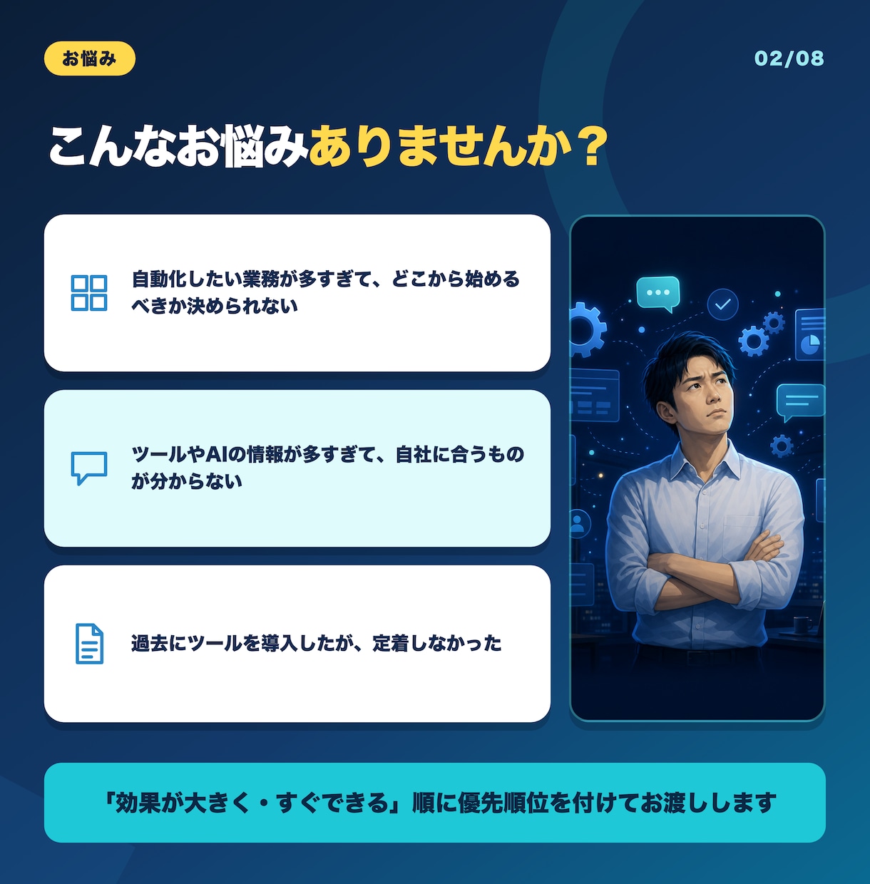 業務の自動化どこからやるべきか診断します ビデオチャット60分+優先順位付き診断メモを納品 イメージ2