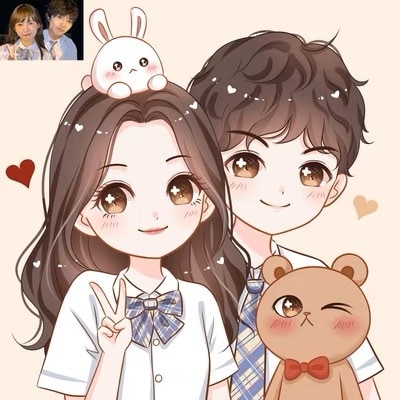お写真から◎アニメ調の似顔絵を描きます 即日対応可！笑顔溢れる似顔絵を作成します イメージ3