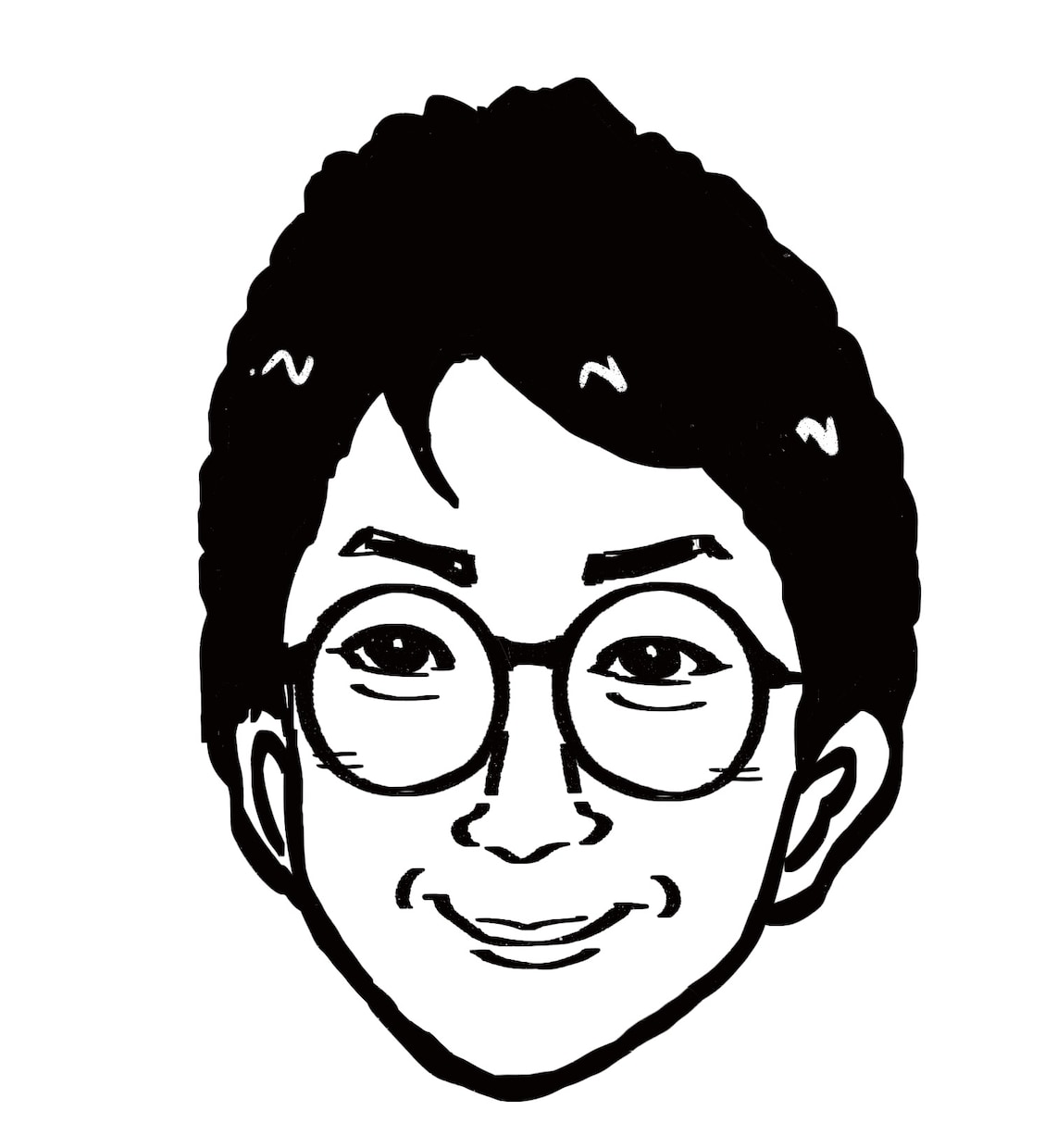 スピード納品！ファストタッチ白黒似顔絵お描きします シンプルなモノクロタッチの似顔絵はいかがですか？ イメージ2