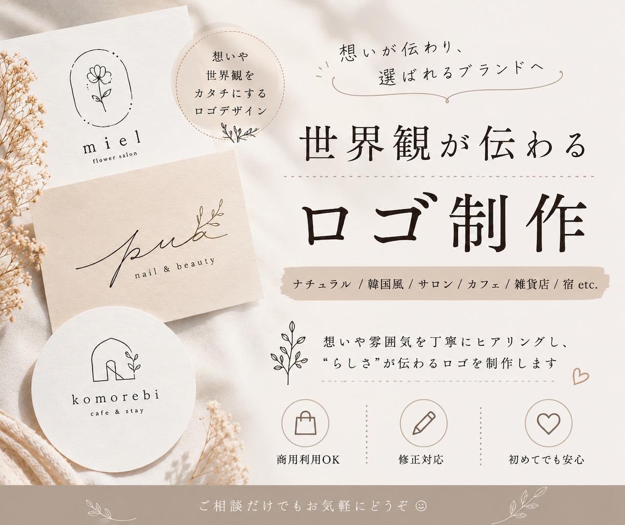 ブランドの世界観からロゴデザイン制作します ただ作るだけではなく“らしさ”が伝わるロゴを。 イメージ1