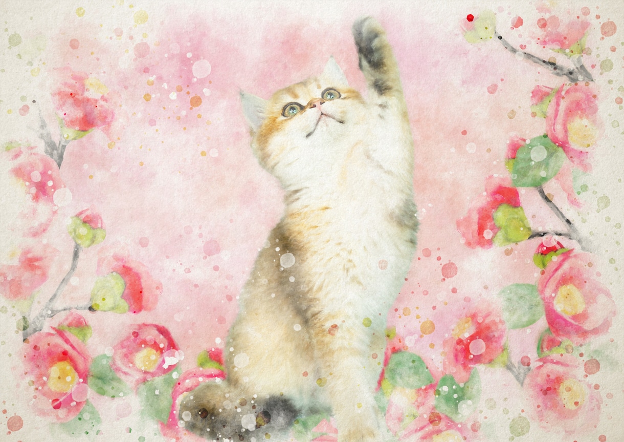 ふんわり優しいペットの水彩画風似顔絵お作りします デジタルデータ納品♡A4サイズプリントプレゼント*ᴗ ᴗ)⁾ イメージ5