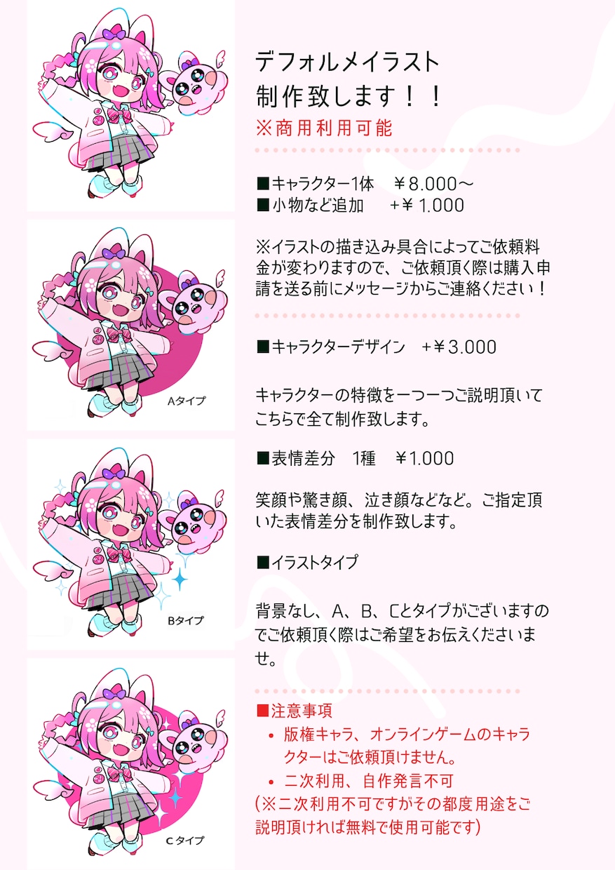 商用可  SD絵、デフォルメイラスト描きます ポップで可愛いデフォルメイラスト イメージ2