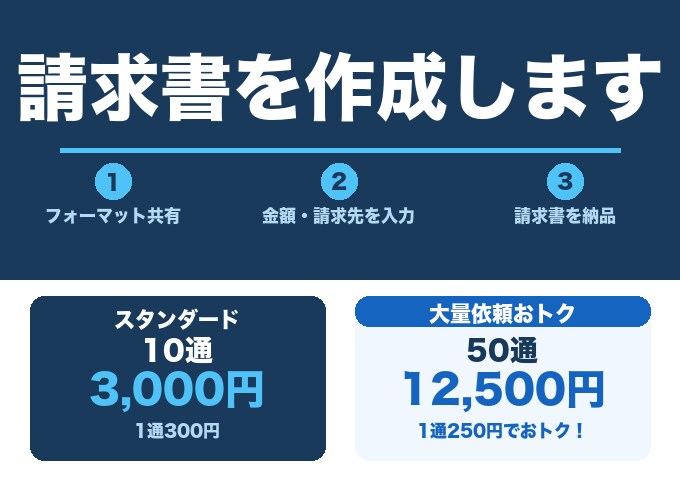 フォーマットに入力するだけ！請求書を作成します 大量依頼OK・最短当日納品！請求書作成お任せください イメージ1