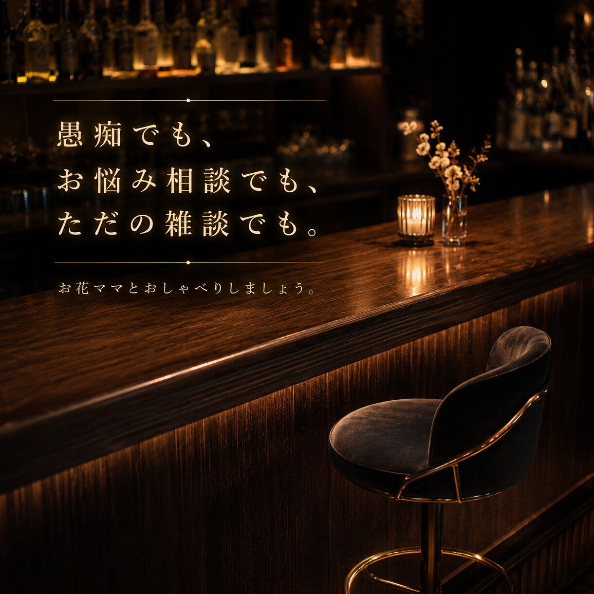愚痴・悩み・雑談なんでも◎夜のBARでお話聞きます 知らない相手だから話せる夜もある。今夜はここで一杯どうぞ。 イメージ2