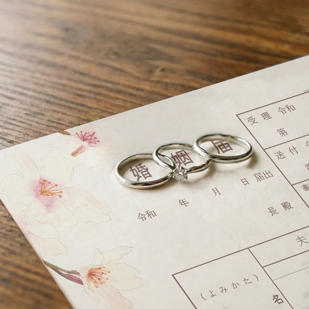 送料無料 名前入り桜の婚姻届2枚を作成します 水彩の花と2人の名前を入れた婚姻届で特別な一日を彩りませんか イメージ4