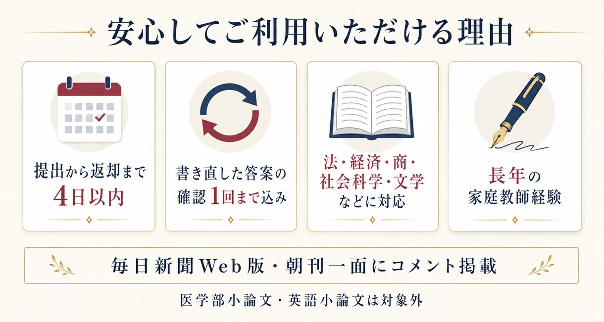 早慶・大学受験の小論文を論理構成から添削します 答案1本を構成診断・論理添削・再確認1回まで対応 イメージ5