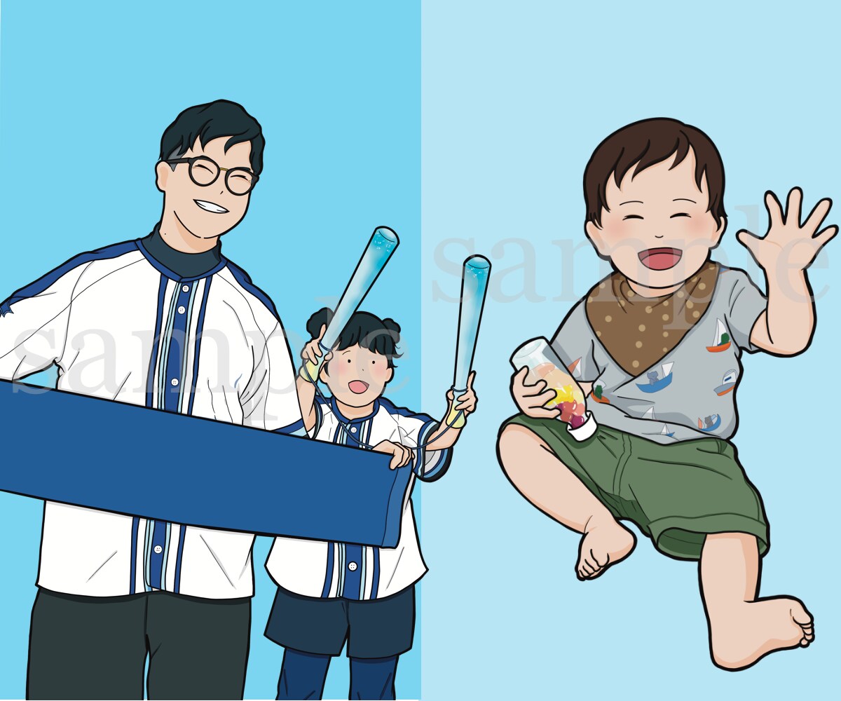 商用可◎写真を元におしゃれなイラスト描きます 家族写真や思い出の一枚をアイコンやプレゼントに！ イメージ7