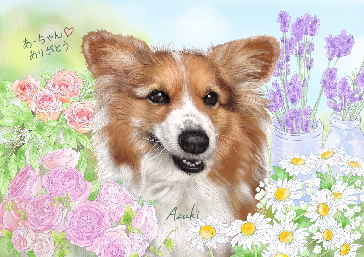 ペット肖像画A3【犬・猫胸から上】をお描きします ご満足いただけるまで修正無制限。心を込めてお描きいたします。 イメージ1