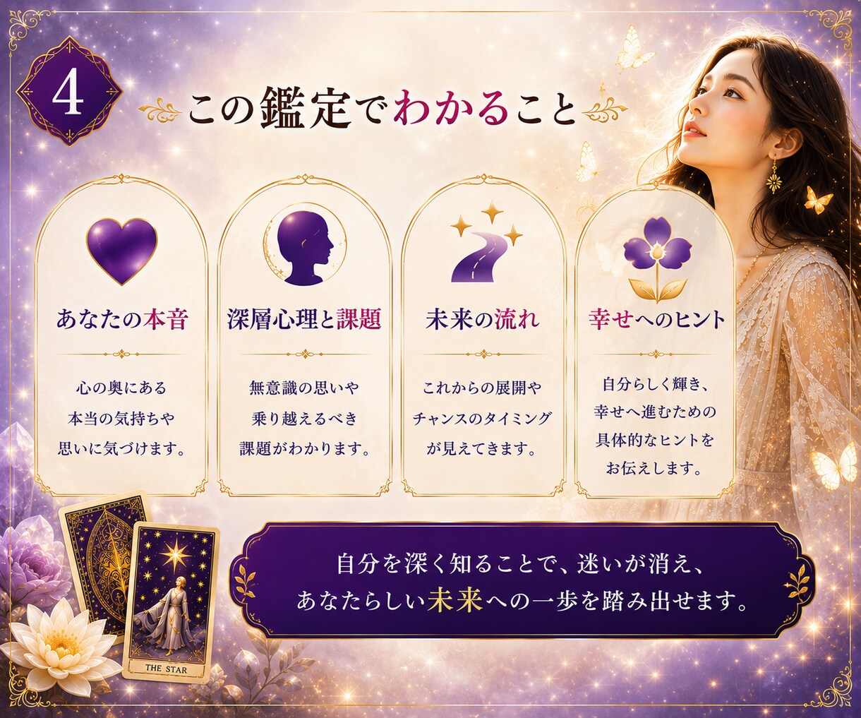 この恋どうする？本音とこれからを読み解きます 本音とこれからが見えて、安心して無理のない一歩を選べます イメージ4