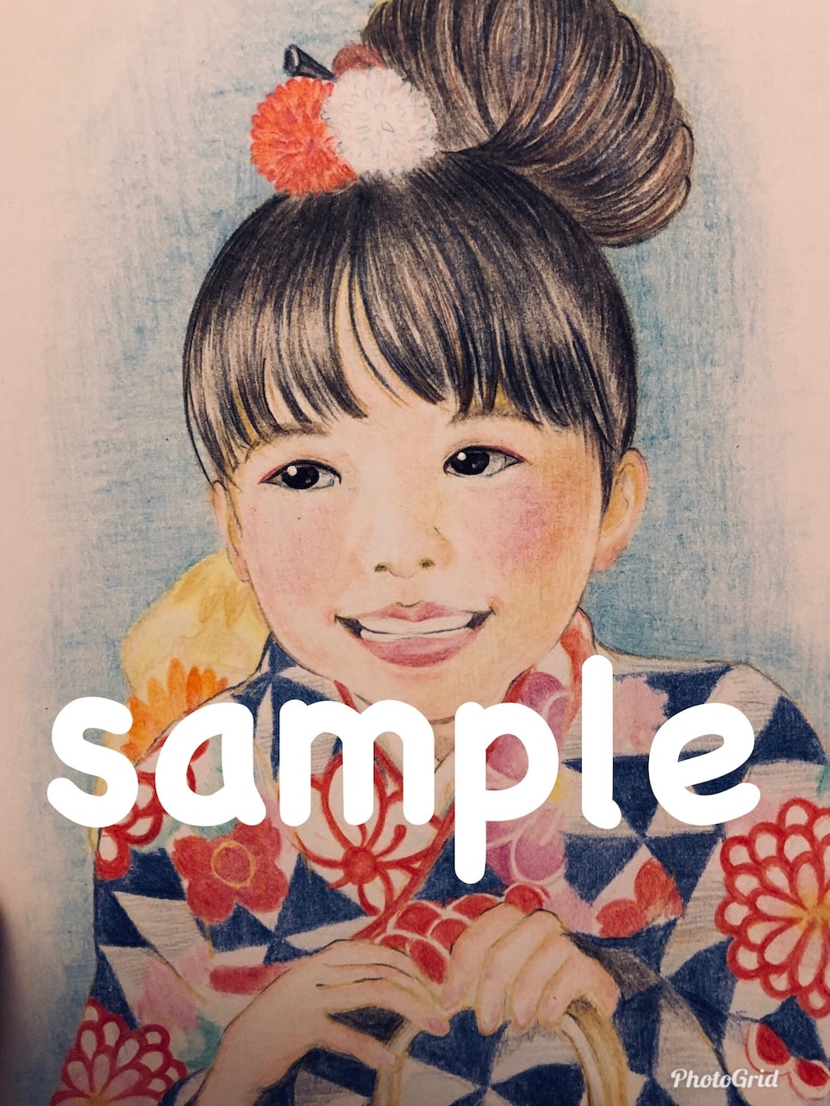 アナログ 手書き似顔絵 オーダー イラスト描きます 5名様限定価格 やわらかふんわりタッチ 色鉛筆 リアル記念日 イメージ3