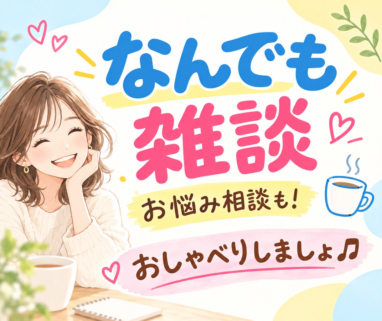 なんでも雑談⭐️お試し⭕️あなたのお話お聞きします ⭐️雑談／愚痴／お悩み／暇つぶし・ストレス発散、お気軽に☘️ イメージ1