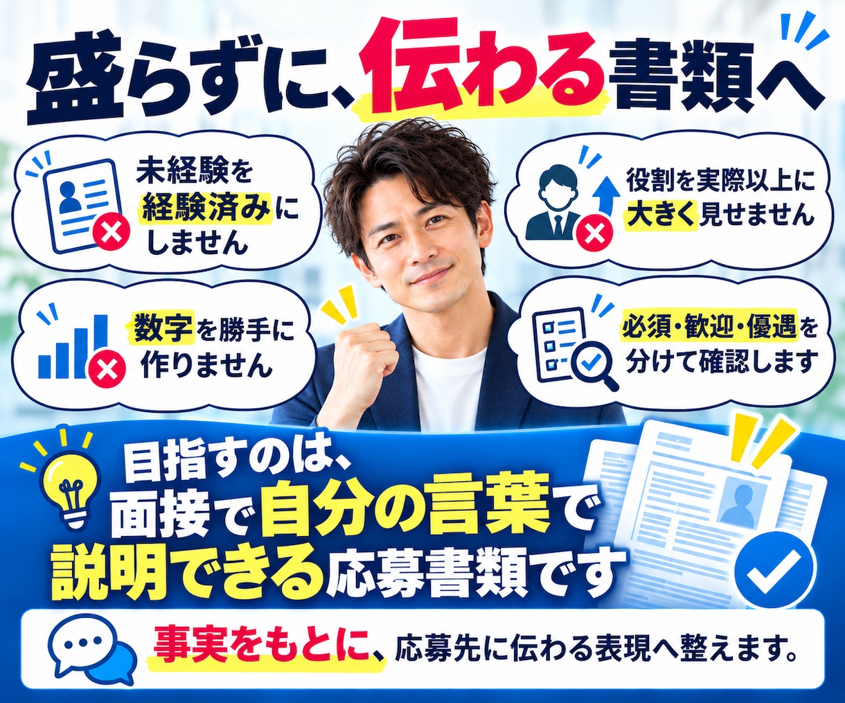 履歴書・職務経歴書を完全チャットで作成します 書ける実績がなくてもOK！自己PR・志望動機まで一括作成 イメージ9