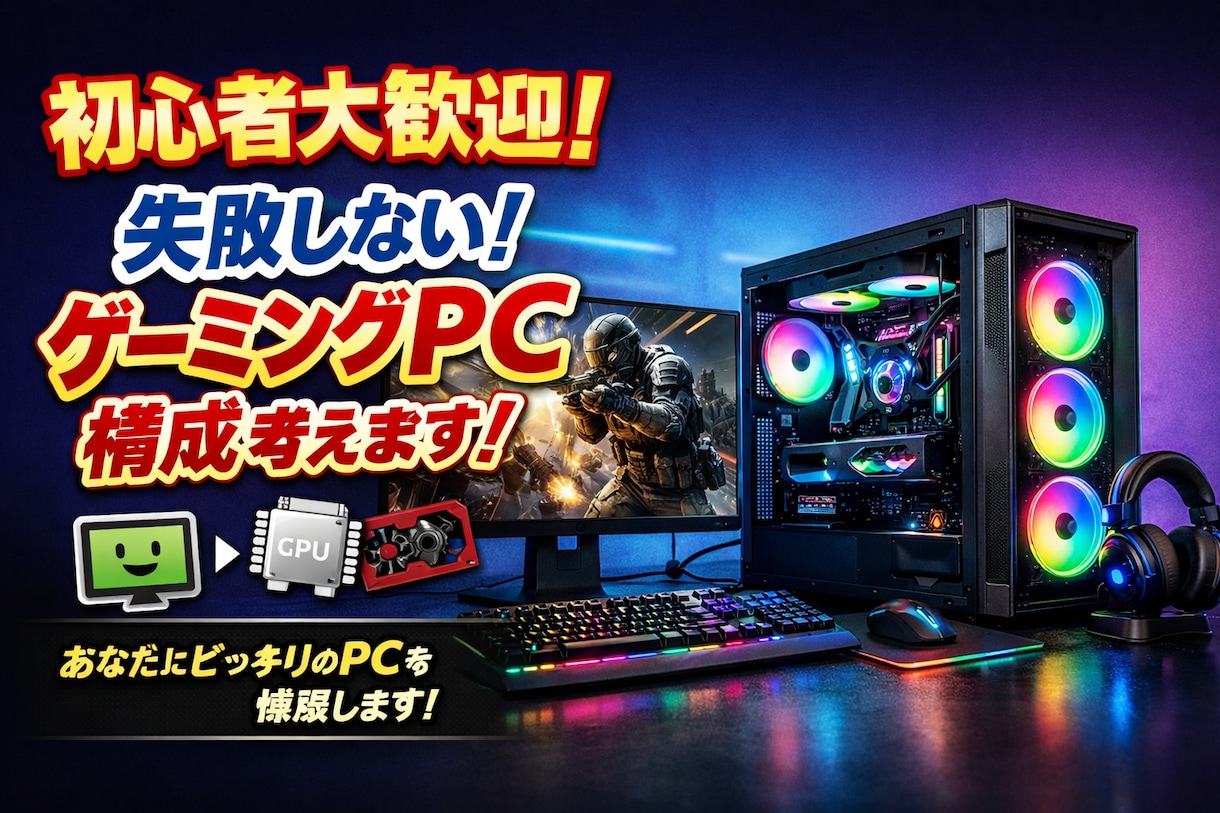 初心者向けゲーミングPC構成考えます PC初心者に向けた用途・予算に合わせ最適構成を提案 イメージ1