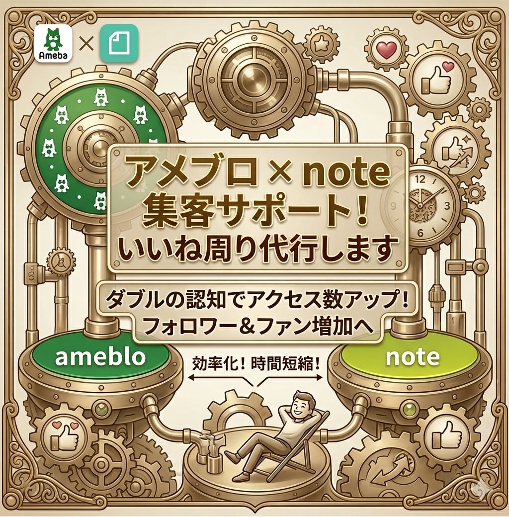 アメブロ×note集客サポ！いいね周り代行します ダブルの認知でアクセス数アップ！フォロワー＆ファン増加へ イメージ1