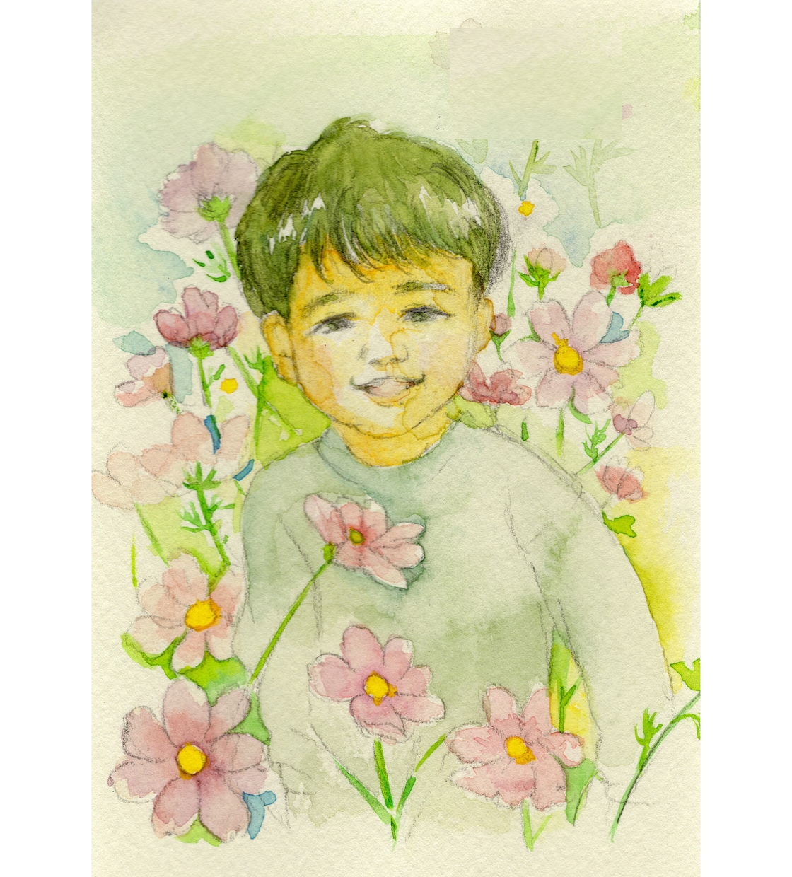 手描きで優しい水彩の似顔絵、描きます お祝いに、贈り物に、心をこめて丁寧に仕上げます。 イメージ3