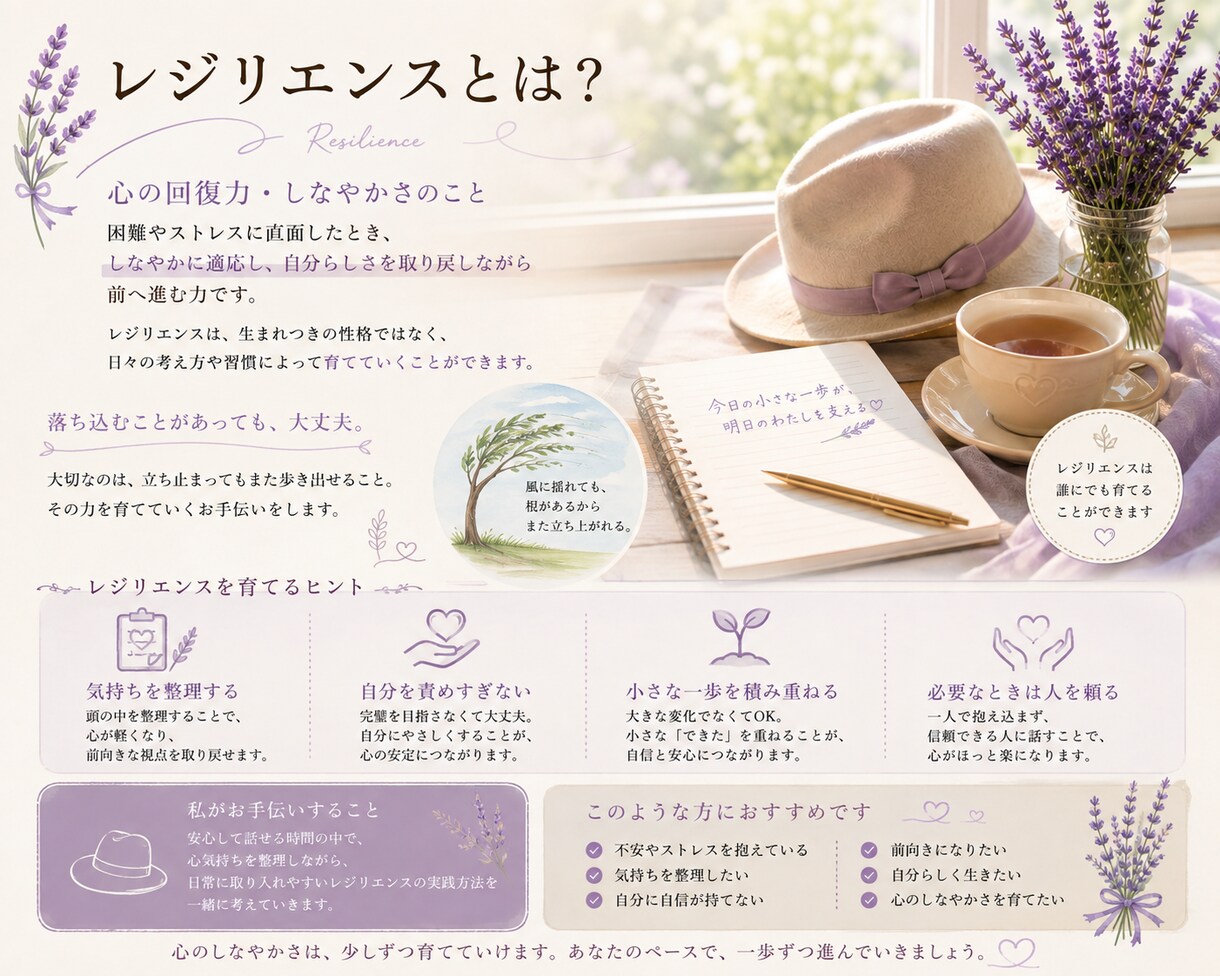 心のしなやかさ（レジリエンス）を育てます 不安やストレスに負けない、心のしなやかさを一緒に育みましょう イメージ5