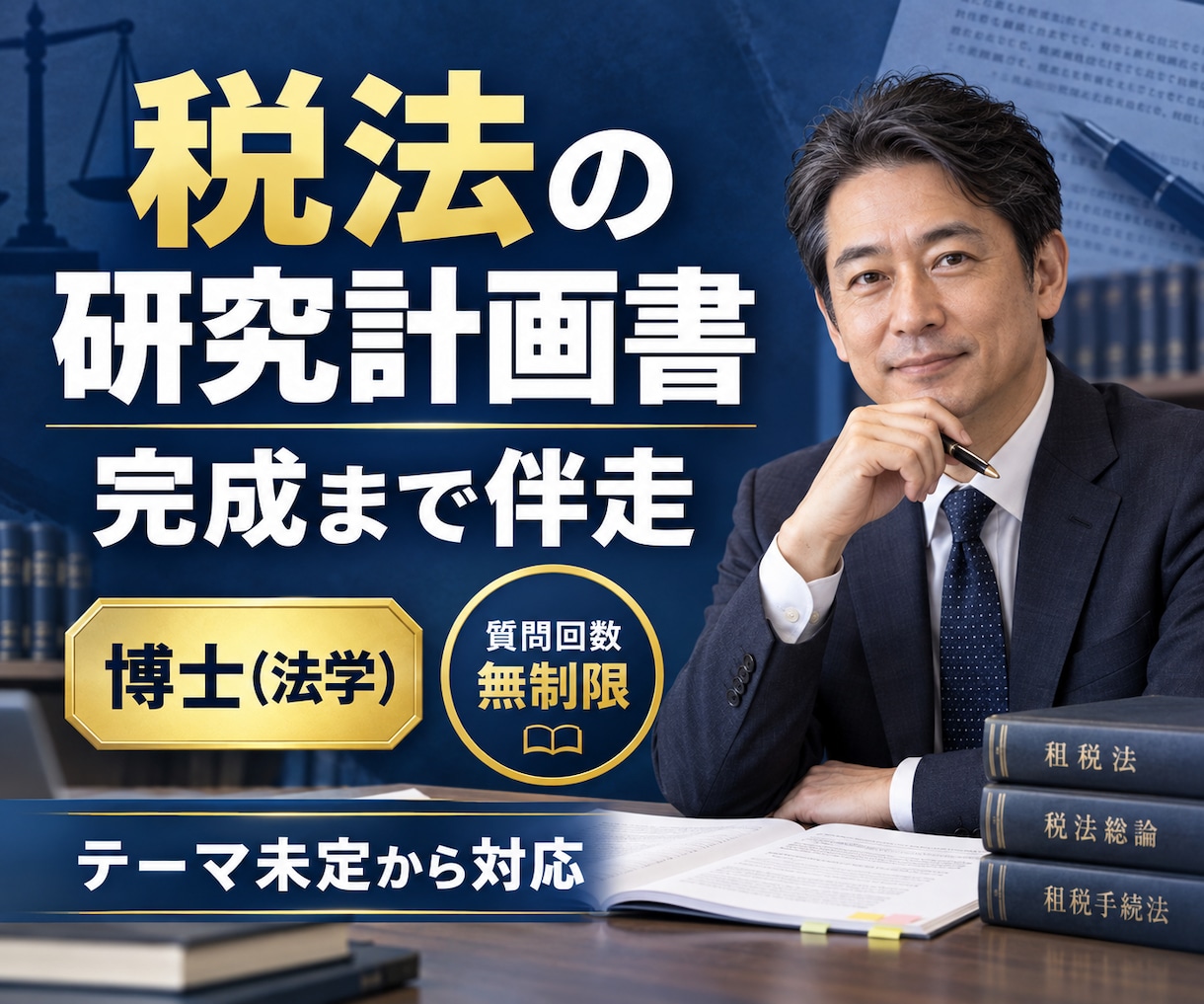 博士（法学）が税法の研究計画書完成まで伴走します 税理士試験科目免除、大学院入試に博士（法学）が対応します。 イメージ1