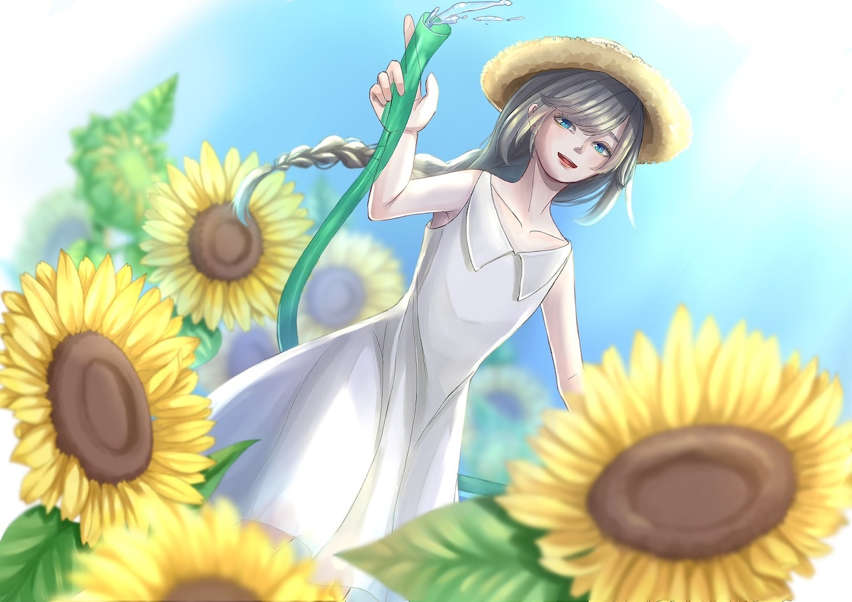 オリジナルキャラクター、イラスト、デザイン承ります 花が添えられたイラスト描きます イメージ4
