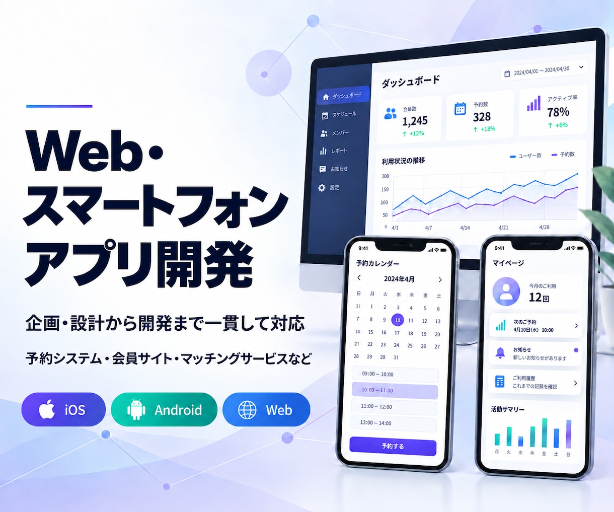 Web・スマートフォンアプリを開発します アイデア段階から企画・設計・開発まで一貫対応いたします！ イメージ1