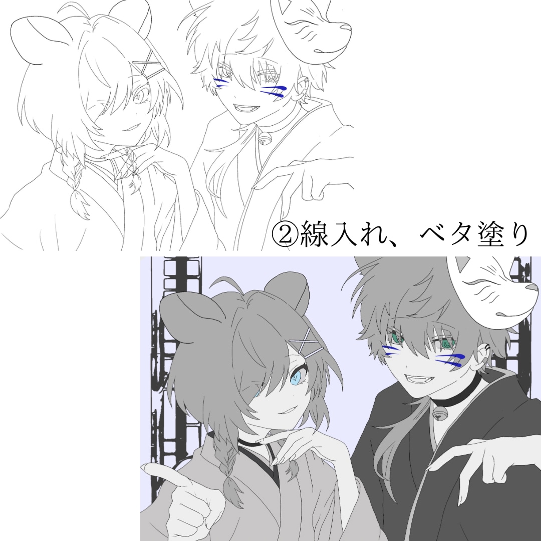 サムネ【商用利用代込み！】モノクロの世界で彩ります 一枚絵、歌ってみた、サムネイルやお祝い絵にいかがでしょうか？ イメージ3