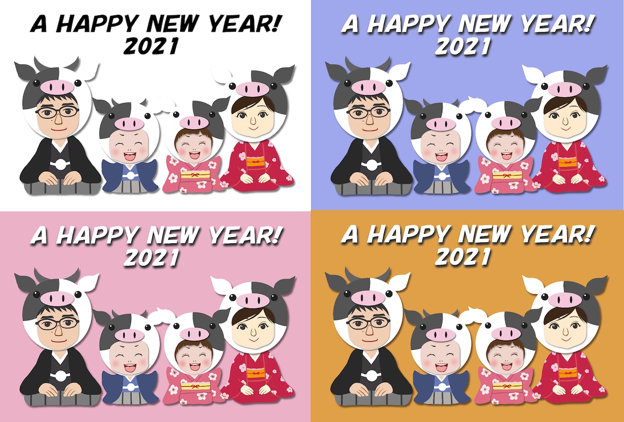 似顔絵の年賀状作ります シンプルでそっくりな被り物年賀状を！（お二人様から） イメージ2