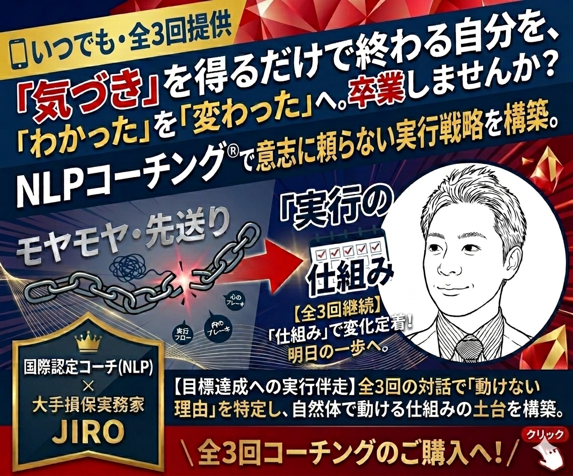 願望を予定に！NLPコーチング®を全3回提供します 「わかった」を「変わった」へ。意志に頼らない実行戦略を構築。 イメージ1