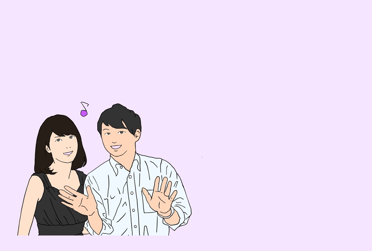 文字入れ無料★カップルの似顔絵を描きます 【実績1000名以上】記念日にピッタリ♪ イメージ3