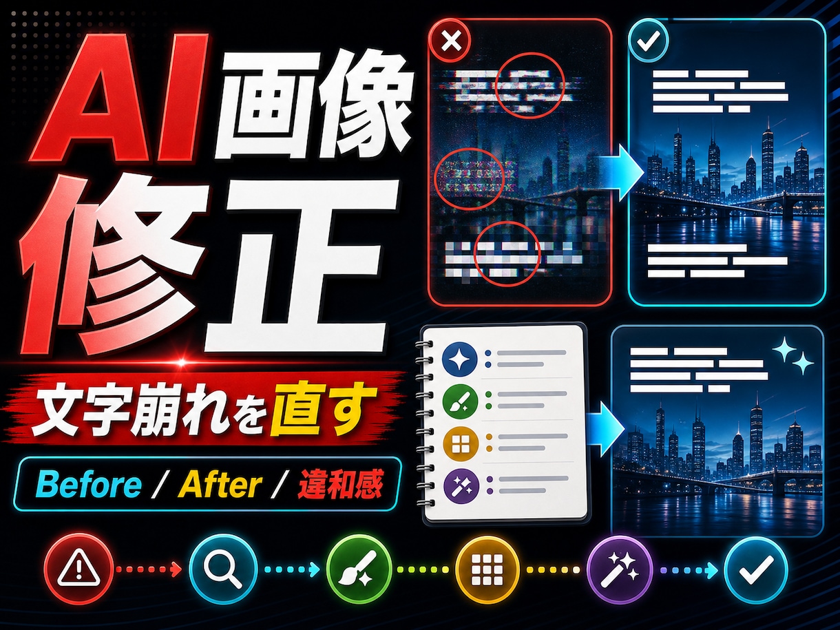 AI画像の文字崩れを修正します 崩れた文字と違和感を用途に合わせて自然に直します イメージ1