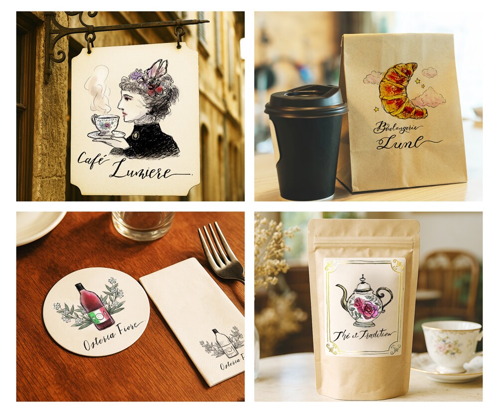 おしゃれなカフェ・雑貨店風の手描きロゴを制作します 手描きイラストで、差がつくブランディング イメージ3