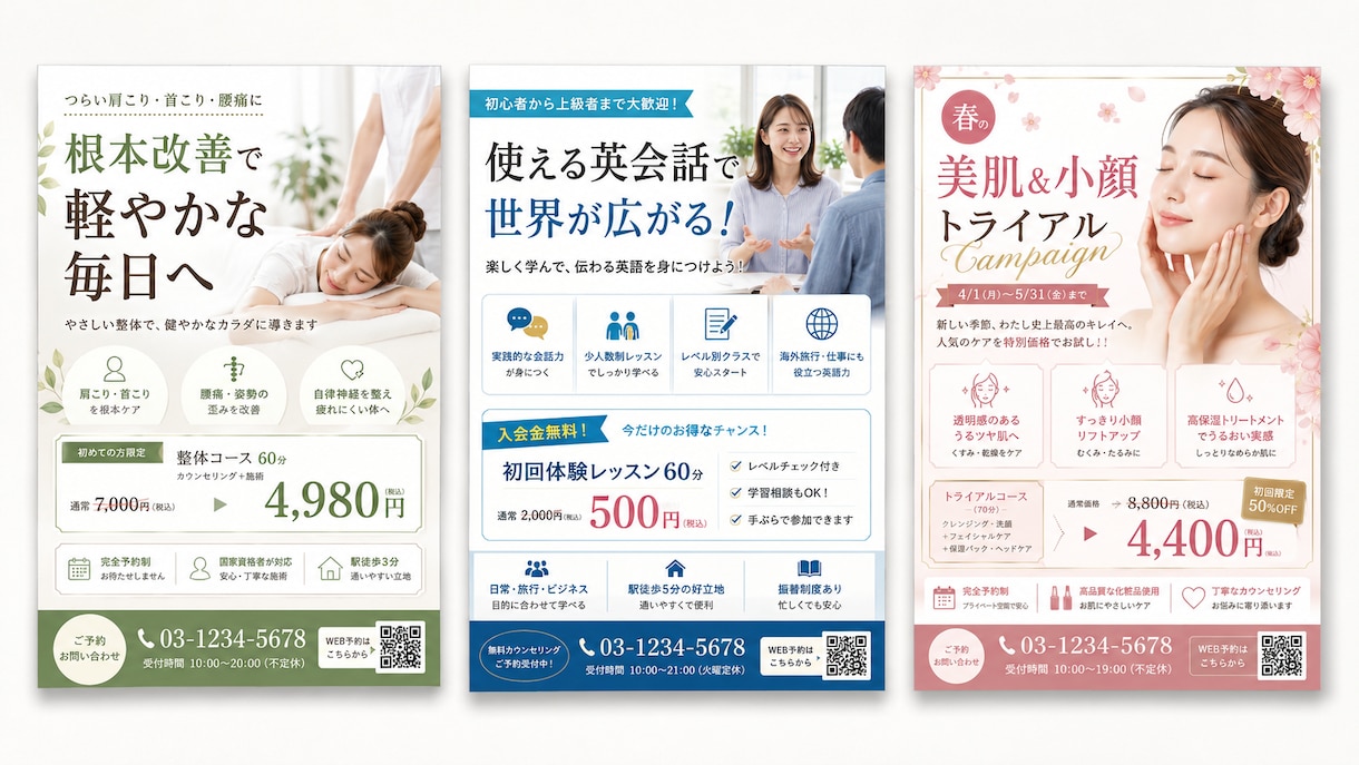 ココナラ最安値｜集客チラシを制作します 手に取られ行動される紙面を作ります イメージ1
