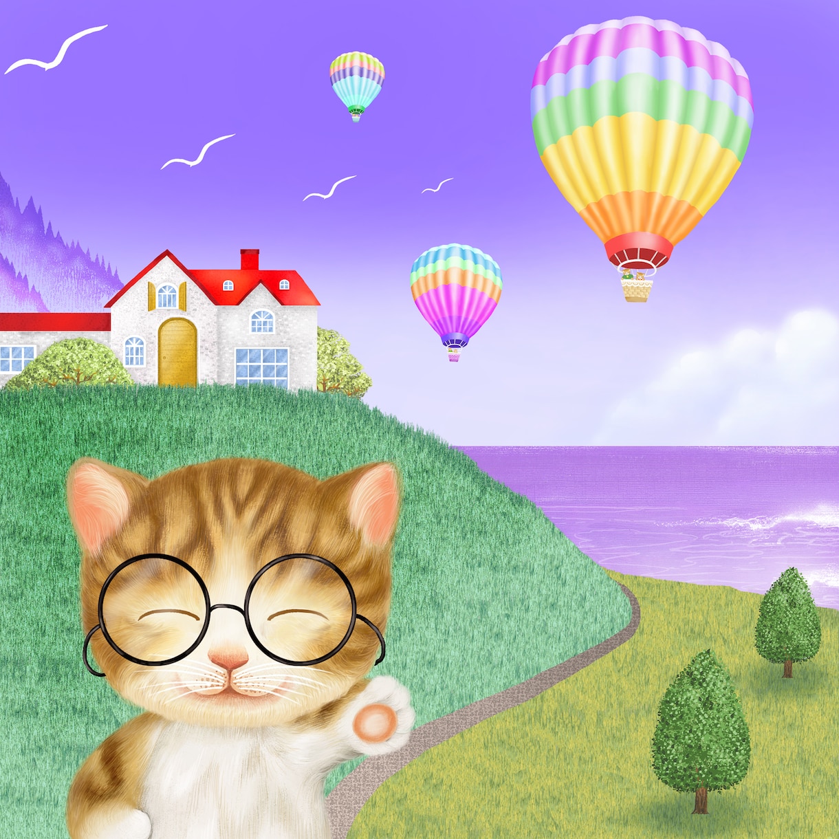 おもわずホッコリ癒しのイラスト画あります にこにこスマイルニャンコ笑う門には福来たる イメージ6