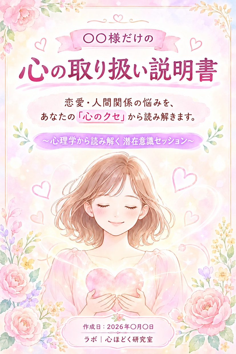 恋愛・人間関係の悩みをあなたの心の癖を読み解きます ～心理学から読み解く 潜在意識セッション～ イメージ4