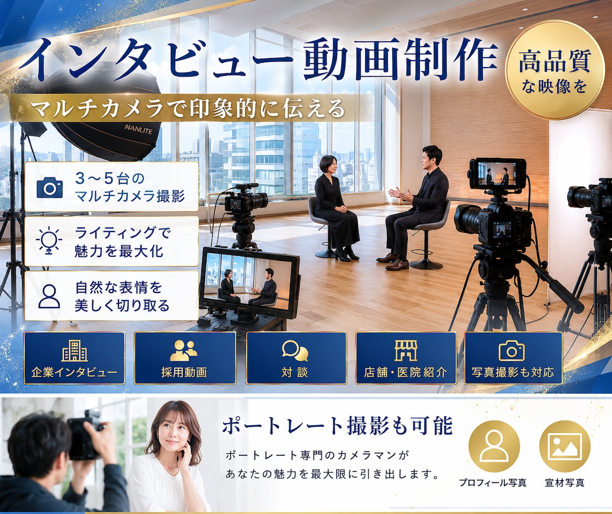 高品質なインタビュー動画を制作します 照明や構図までこだわって撮影します イメージ1
