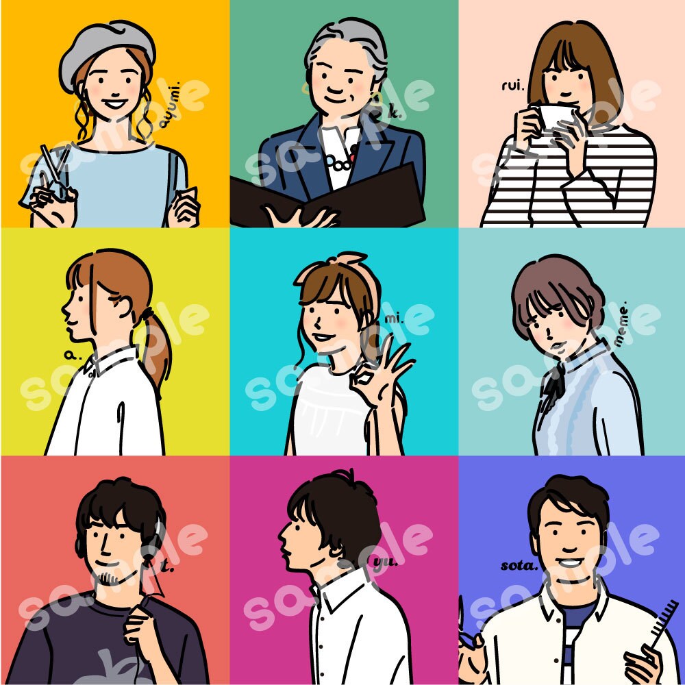 シンプルで今風なSNS似顔絵カラーアイコン描きます アイコン、今風、おしゃれ、シンプル、イラスト、似顔絵 イメージ1