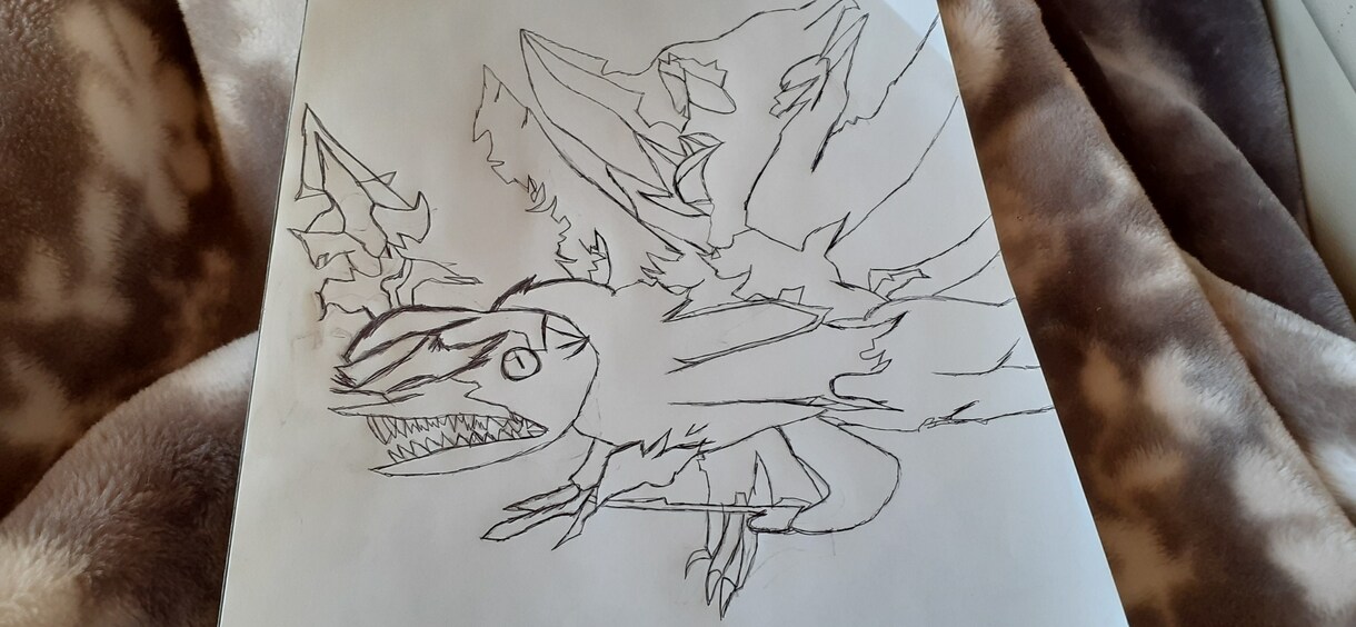 オリジナルモンスターを描いています 雷光を身に纏い、鋭い牙と、鋭い鍵爪がある怪獣 イメージ2