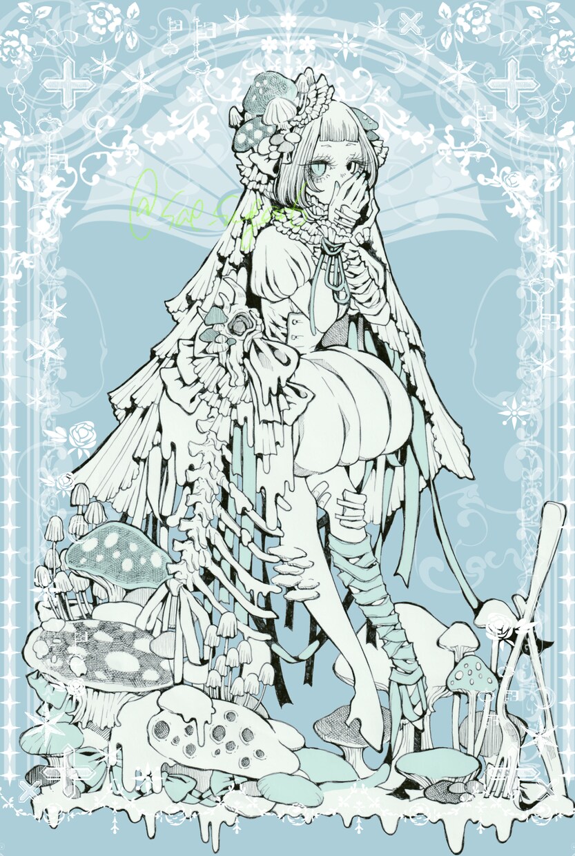 退廃的な雰囲気の一枚絵イラストを描きます アナログでのペン画＋デジタル着彩で描きます。 イメージ2