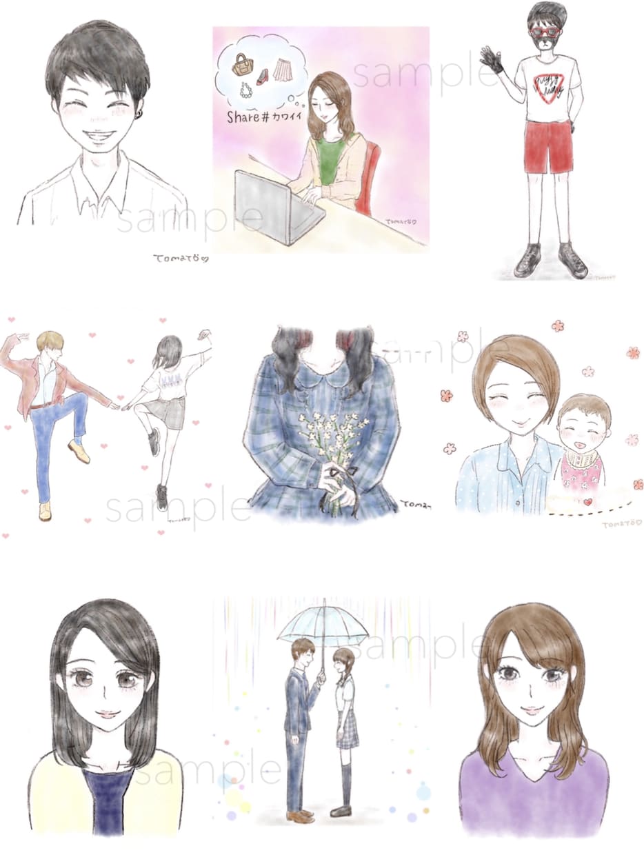 アナログ〇﻿ほんわかイラスト︎︎〇描きます SNSのアイコン、プレゼントにオススメです¨̮ イメージ6