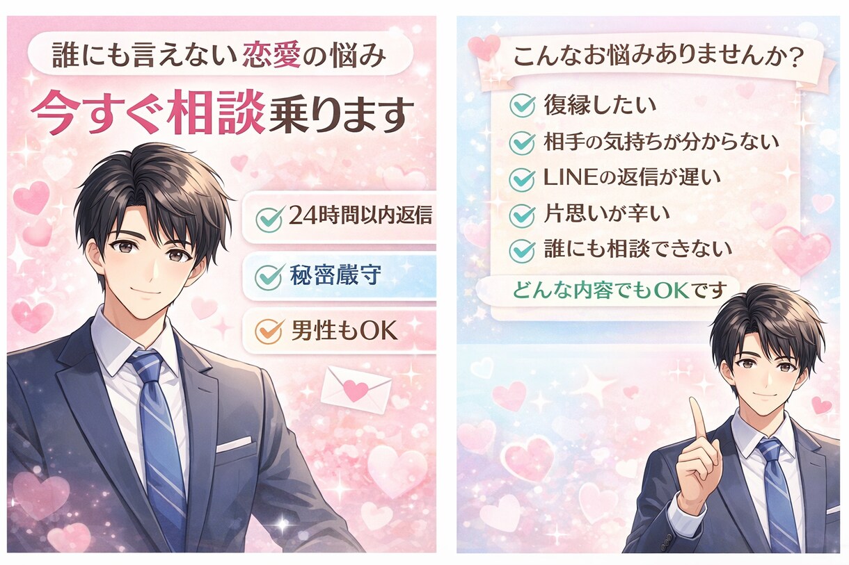 恋愛や人間関係の悩みお聞きします 誰にも言えない悩みを気軽に相談可能❗️ イメージ1